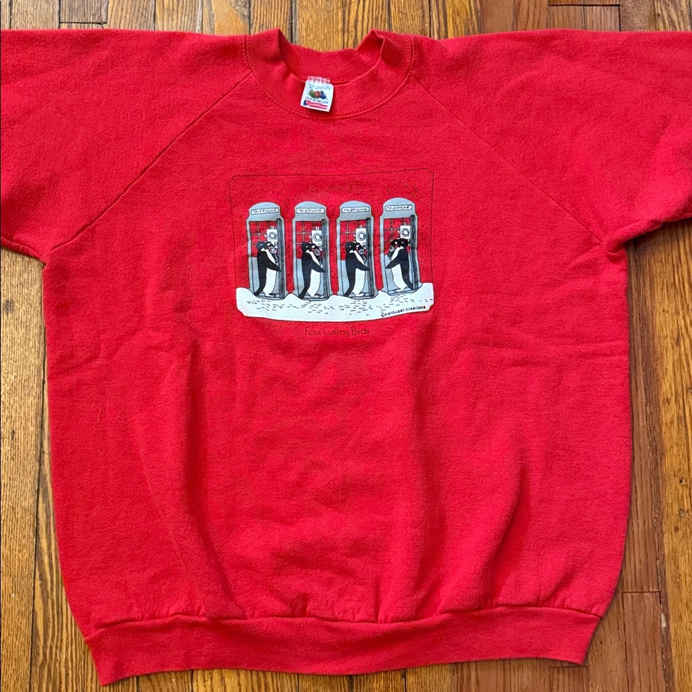 90’s Four Calling Birds Vintage Christmas Crewneck Sweater - Picture 6 of 10